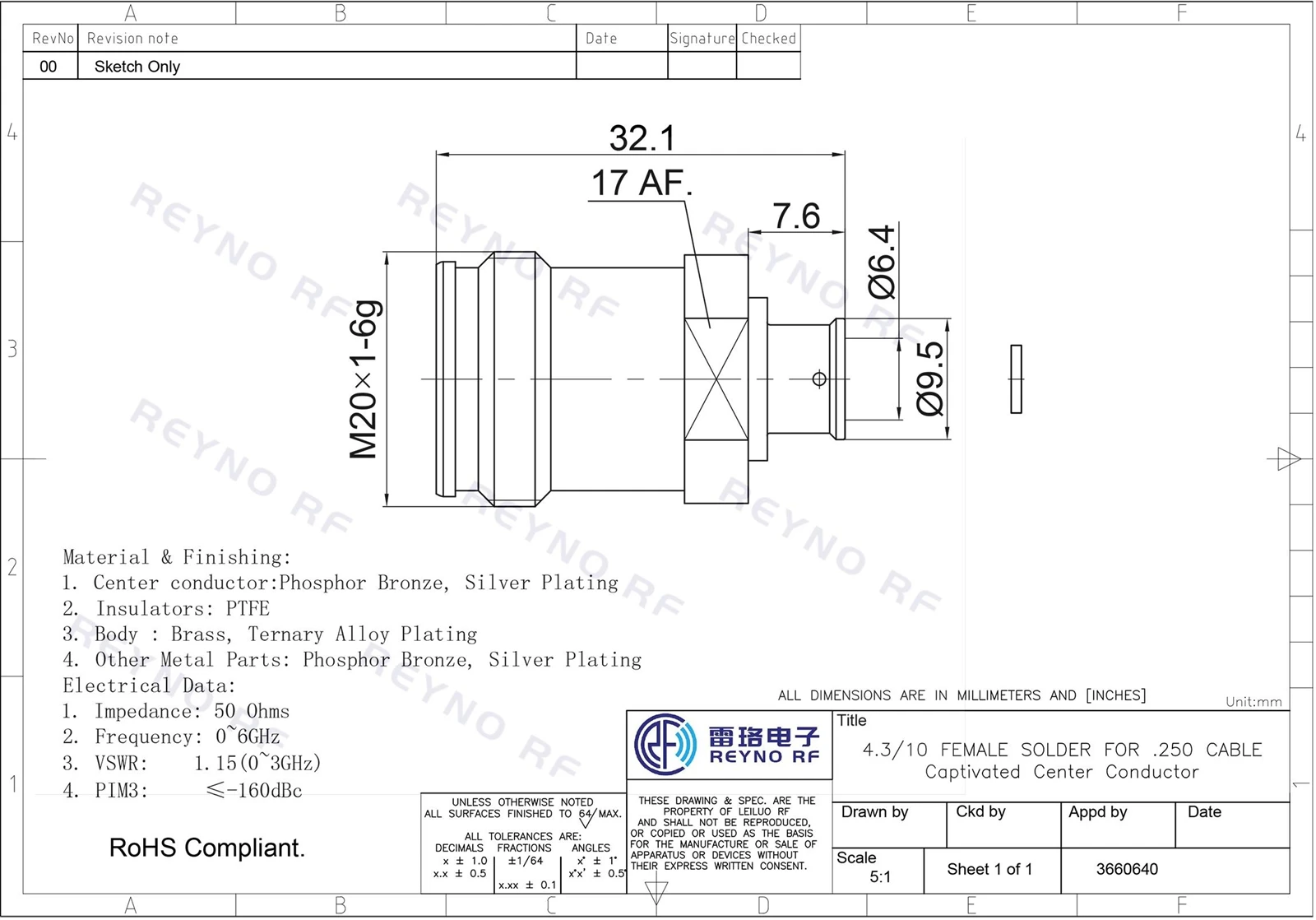 4.3-10 FEMALE SOLDER FOR 4.3-10 FEMALE SOLDER FOR